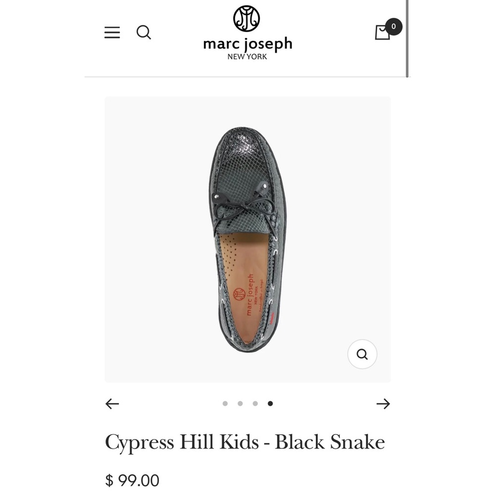 Marc Joseph New York Cypress Hill Kids unisex Leather Loafer in Black Snake sz 1 - Picture 13 of 13